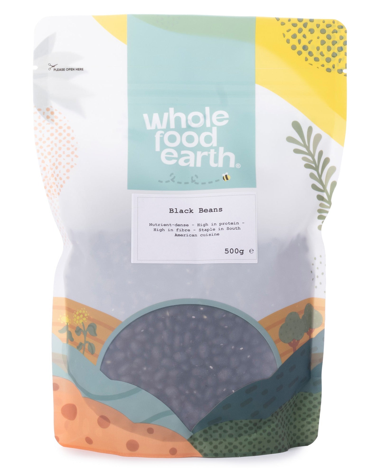 Whole Food Earth black beans in 500g pack, fresh and dry beans from the Beans & Pulses category.