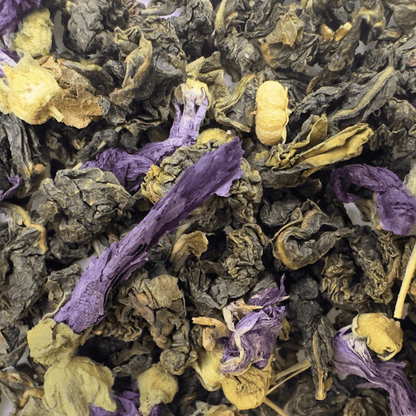 Blue Spring Oolong Tea by Porter Hill Tea Company, loose tea leaves with vibrant blue-green color and elegant packaging.