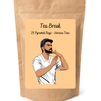 Bookworm Tea Bag label from Clubhouse Roastery's Tea Break collection featuring a colorful, illustrated design.