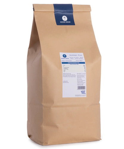 Whole Food Earth buckwheat flour in a 3kg bag, showcasing light brown, finely ground flour for baking and cooking.