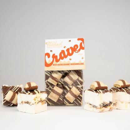 Assorted 'Craved' Edition gourmet marshmallows from THE MARSHMALLOW FACTORY, displayed in vibrant colors and flavors.