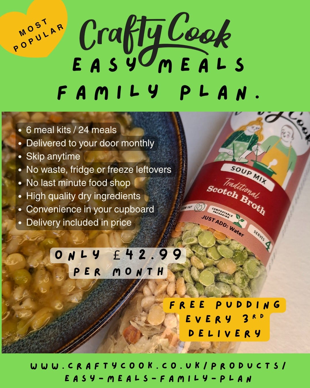 Crafty Cook Easy Meals Family Plan all-in-one meal prep guide with colorful recipe pages and meal ideas for family cooking.