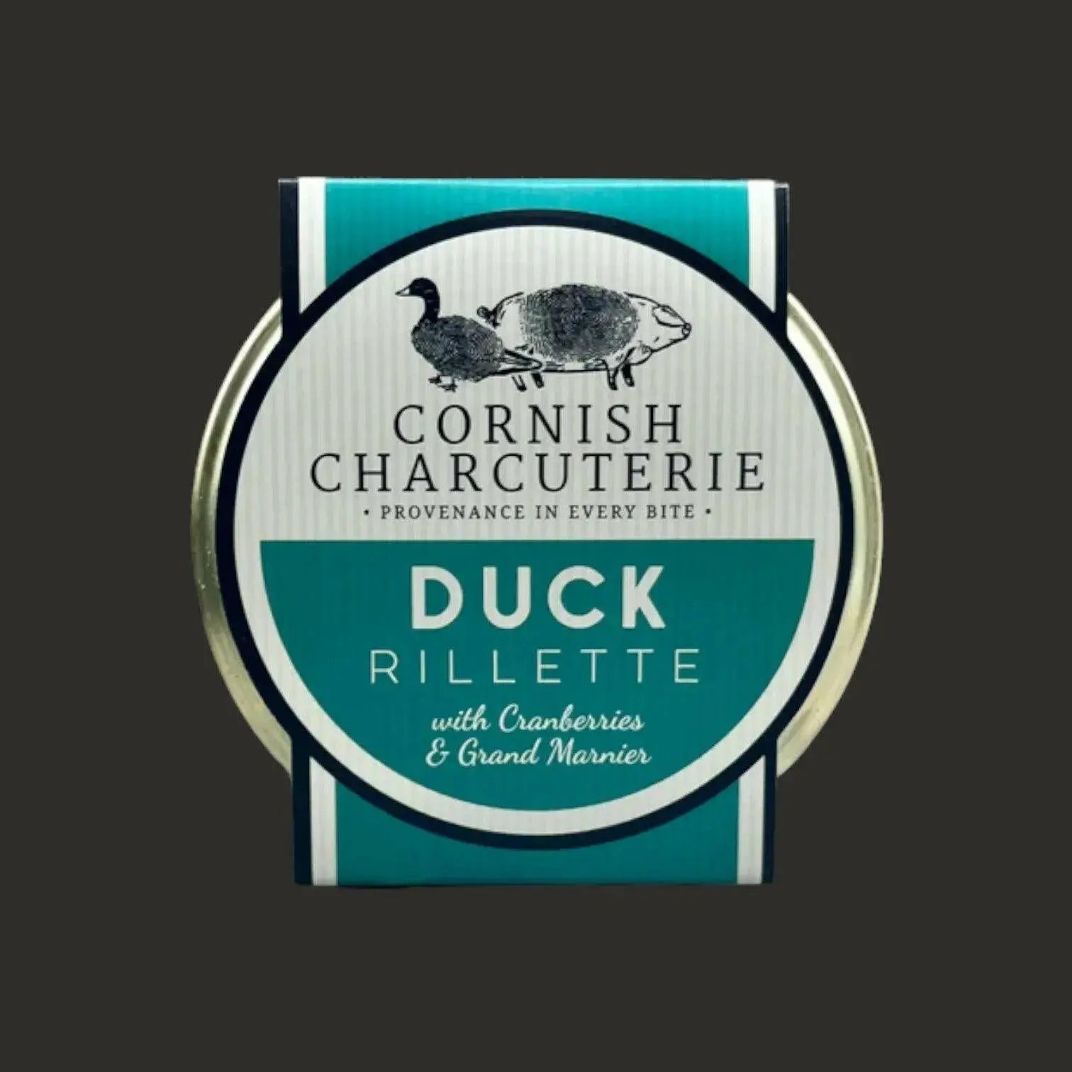 Cornish Charcuterie Duck Rillette with Grand Marnier from ArtisanBox Selection, served in a 125g jar with visible rillette spread.