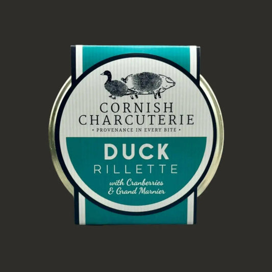 Cornish Charcuterie Duck Rillette with Grand Marnier from ArtisanBox Selection, served in a 125g jar with visible rillette spread.