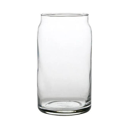 Clear 450ml Glass Beer Can Tumbler by Glassware UK, designed for whisky or other beverages, with a sleek, modern appearance.