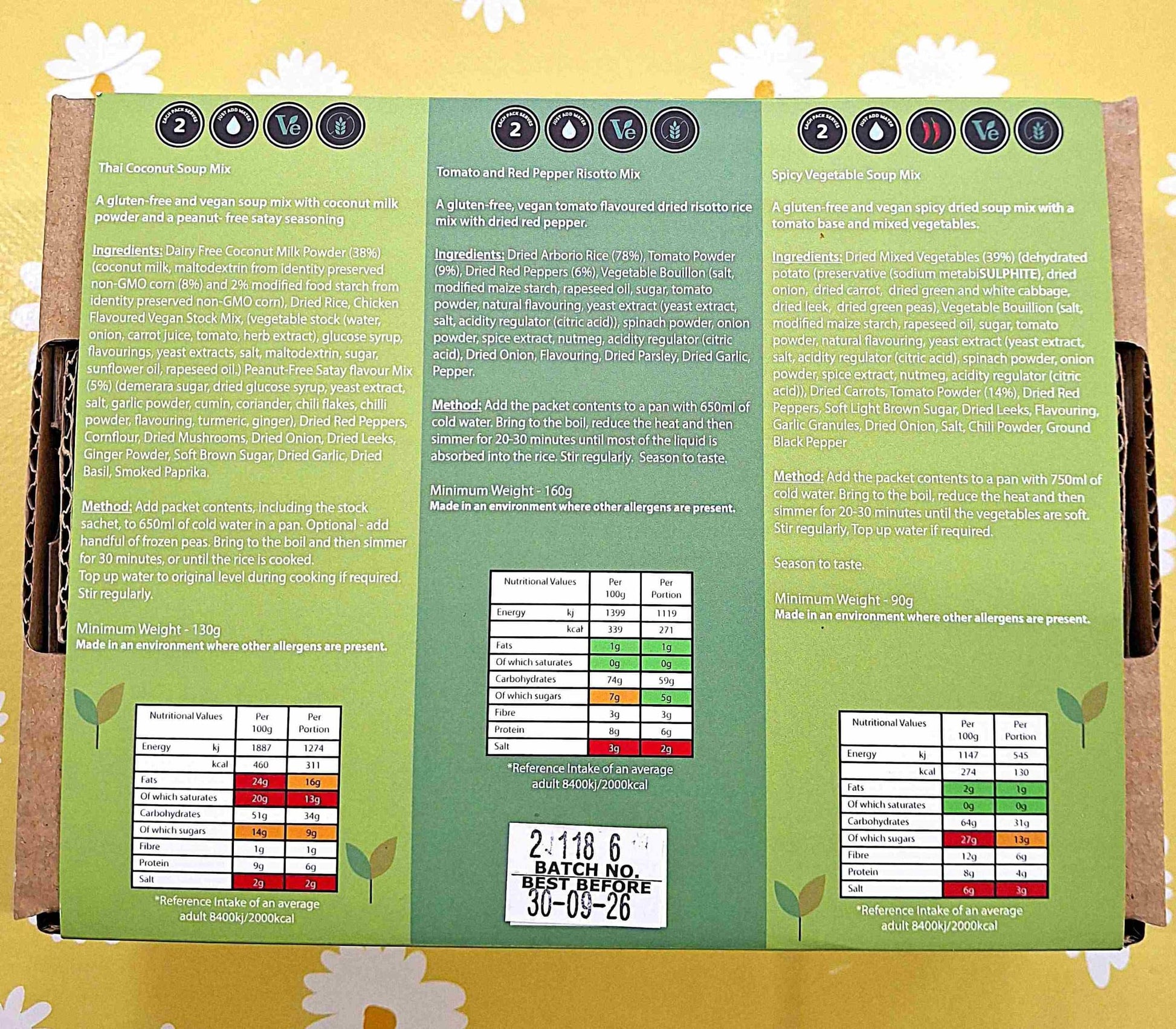 Camper Cuisine Green - 3 packs, 6 meals, one box, just add water. Crafty Cook easy fuss free meals
