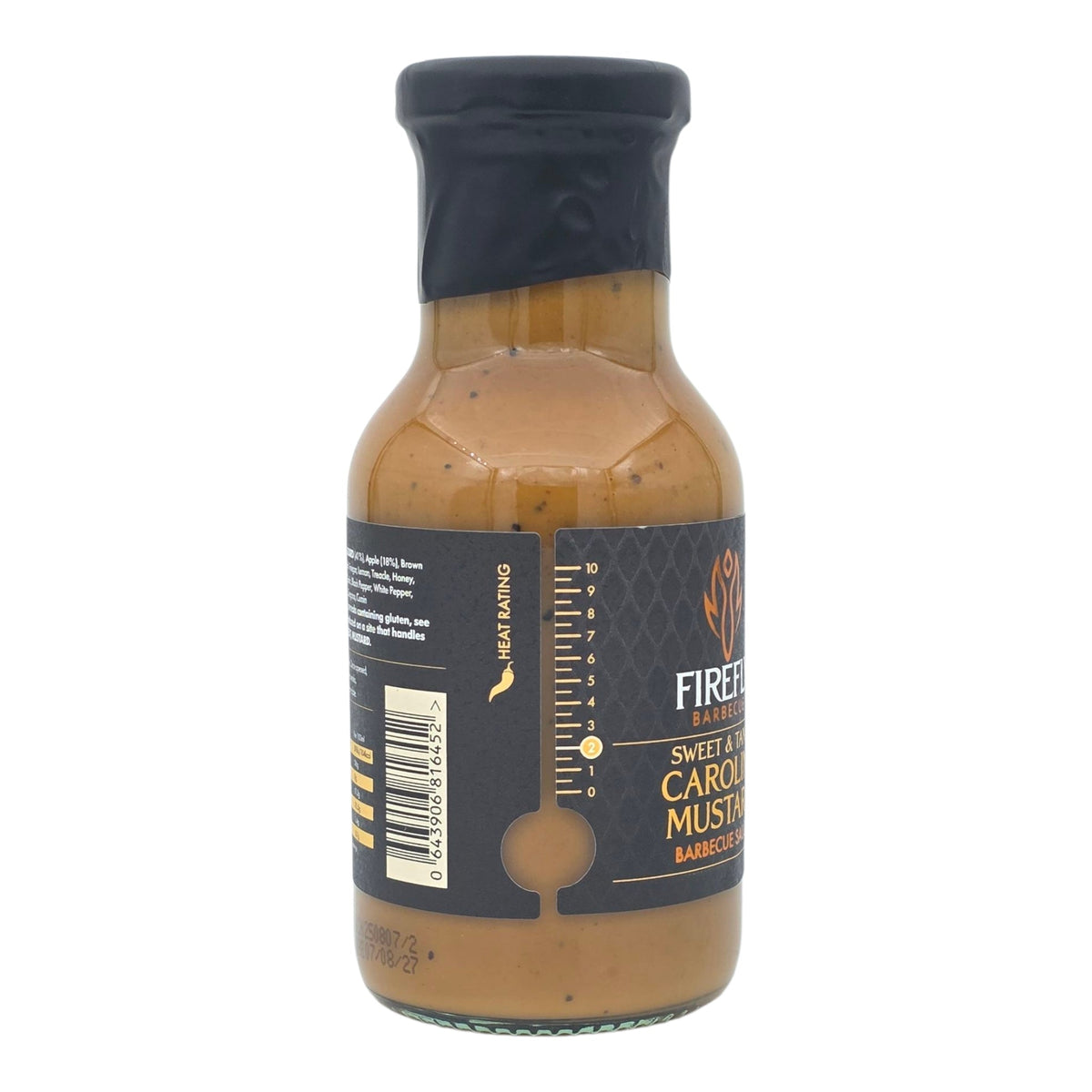 FireFly Barbecue Carolina Mustard BBQ Sauce in a glass jar, showcasing its smooth, yellow mustard-based sauce for grilling and dipping.