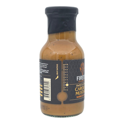 FireFly Barbecue Carolina Mustard BBQ Sauce in a glass jar, showcasing its smooth, yellow mustard-based sauce for grilling and dipping.