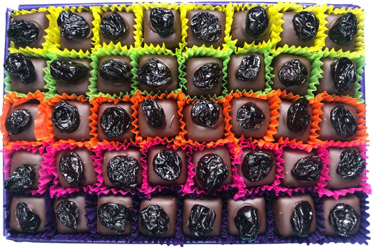 Large box of Gorvett & Stone Cherry Marzipan chocolates in an elegant gift box with cherry-themed packaging.
