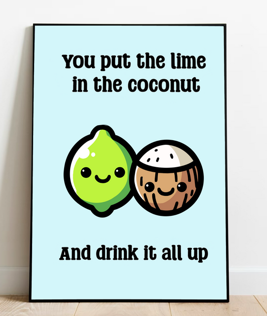 KEOLIX lime and coconut print featuring vibrant, tropical-themed artwork on high-quality paper.