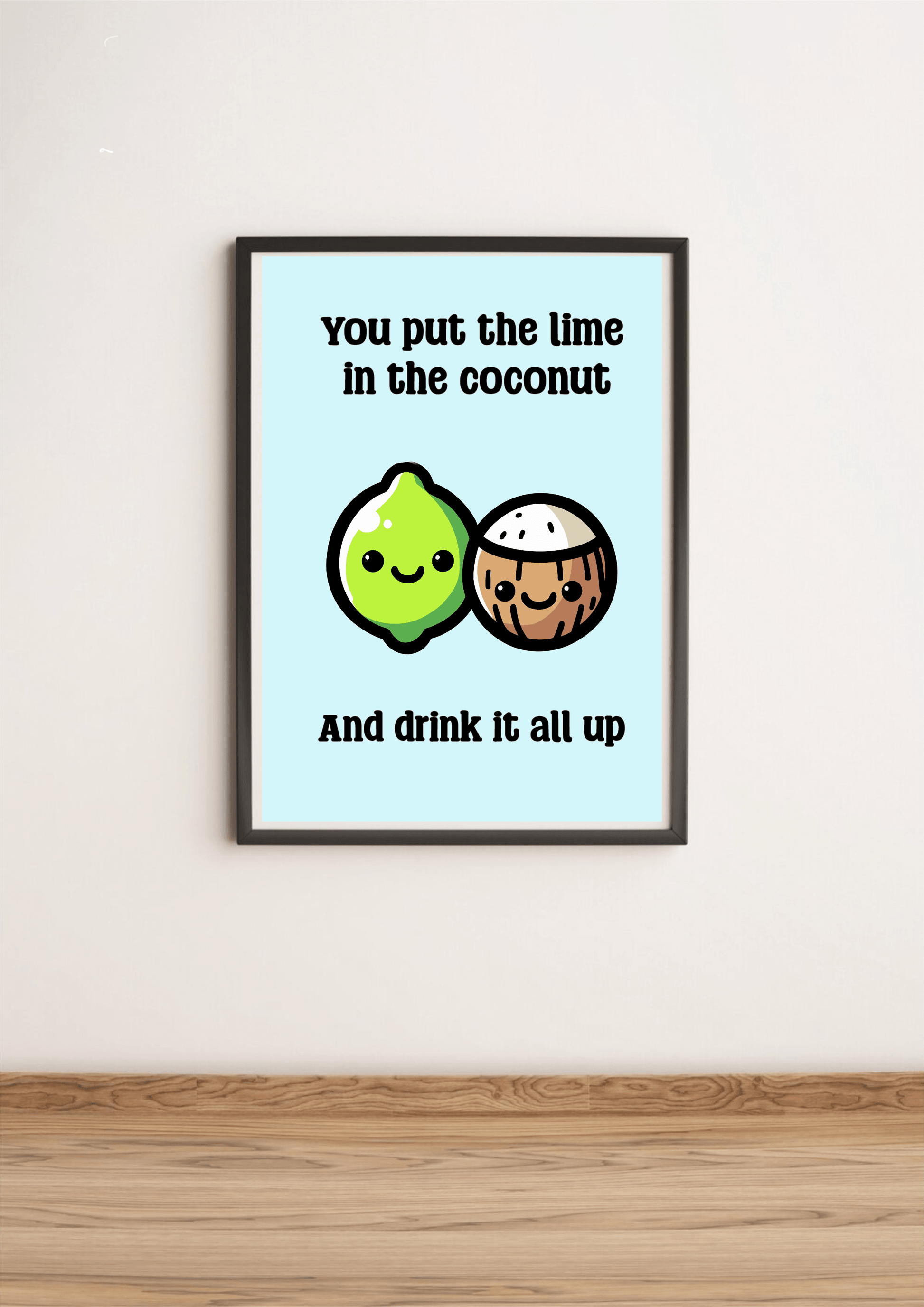 KEOLIX lime and coconut print featuring vibrant tropical fruit illustrations on a white background.