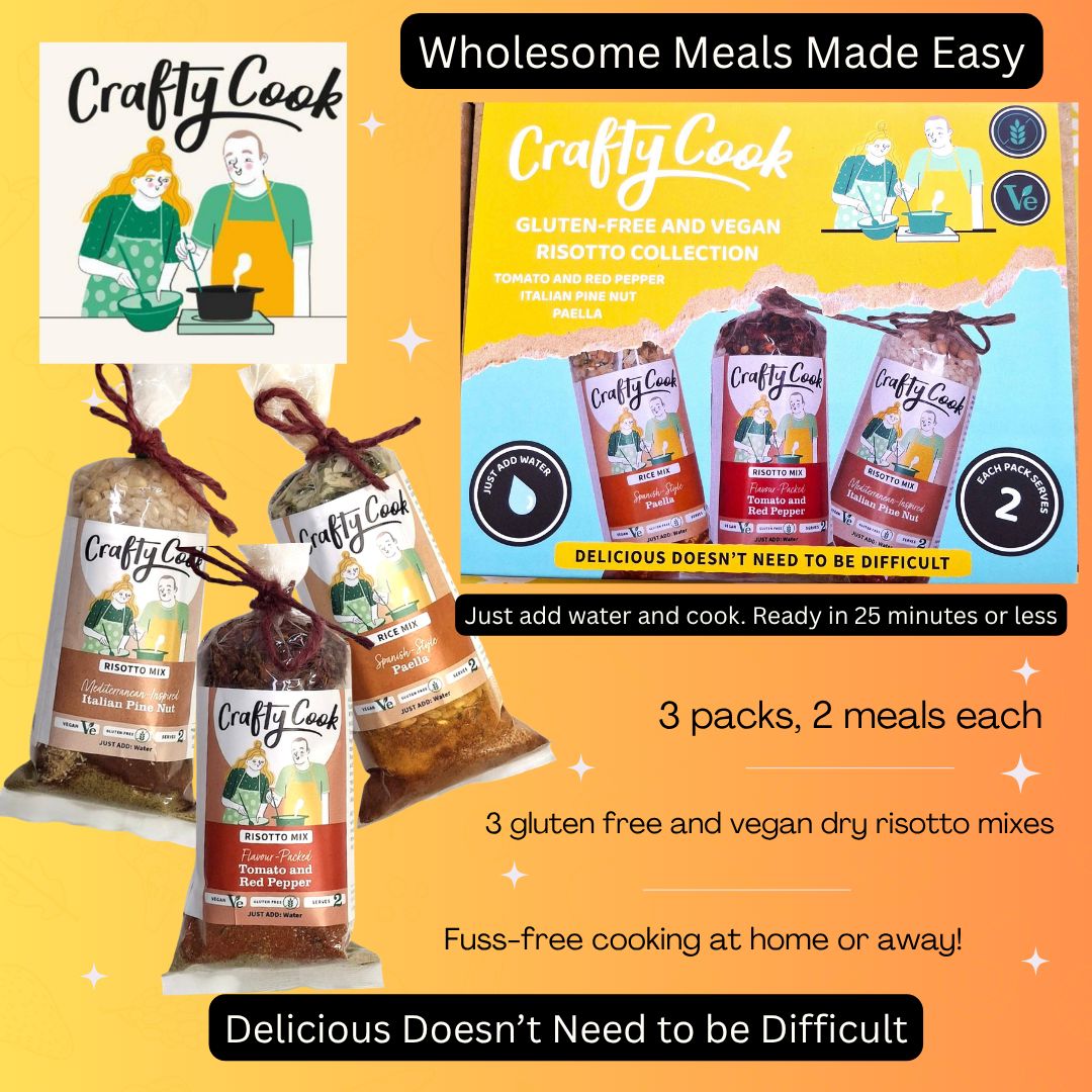 Crafty Cook risotto box collection in a 2-bundle deal, featuring three 2-serving boxes for easy, flavorful meals.