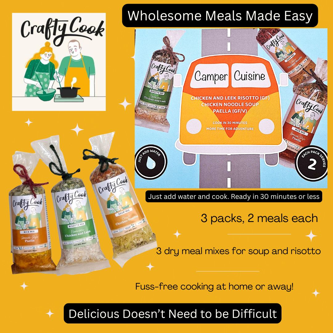 Two Crafty Cook orange vanilla 2-serving box collections bundled together, showcasing colorful packaging and product variety.