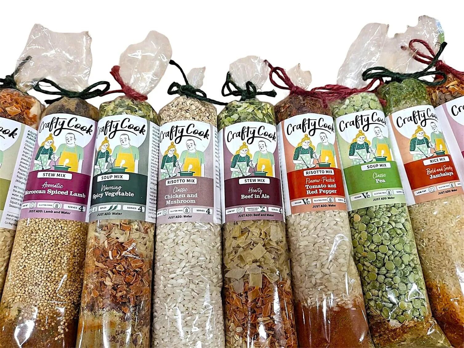 Crafty Cook Hamper10 savory and sweet bundle featuring soup, stew, and risotto mixes in a colorful gift hamper.