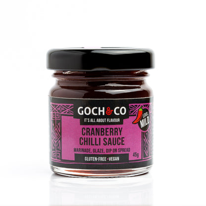 Craft Cranberry Chilli Sauce. A delicious accompaniment to roasts, game, poultry, pork dishes, bakes, cheesecake, and hot or cold puddings.