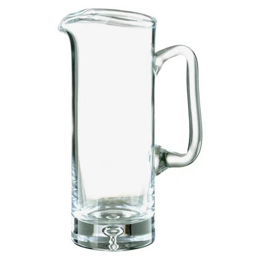 Krosno glass water jug with 1-liter capacity, clear glassware UK jug featuring a smooth, rounded design and sturdy handle.