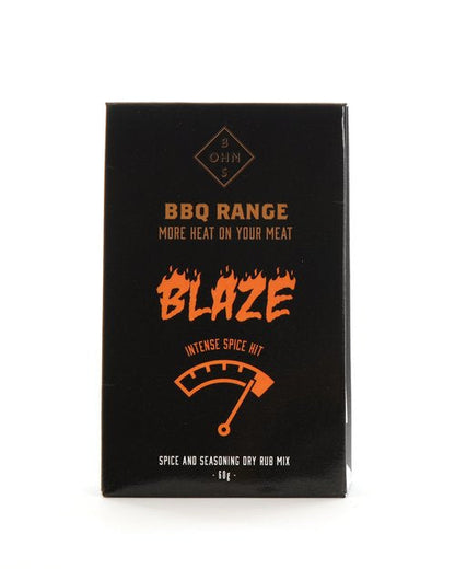 All four BOHNS BBQ Heat Range rubs bottles displayed, showcasing different spice blends in colorful packaging.