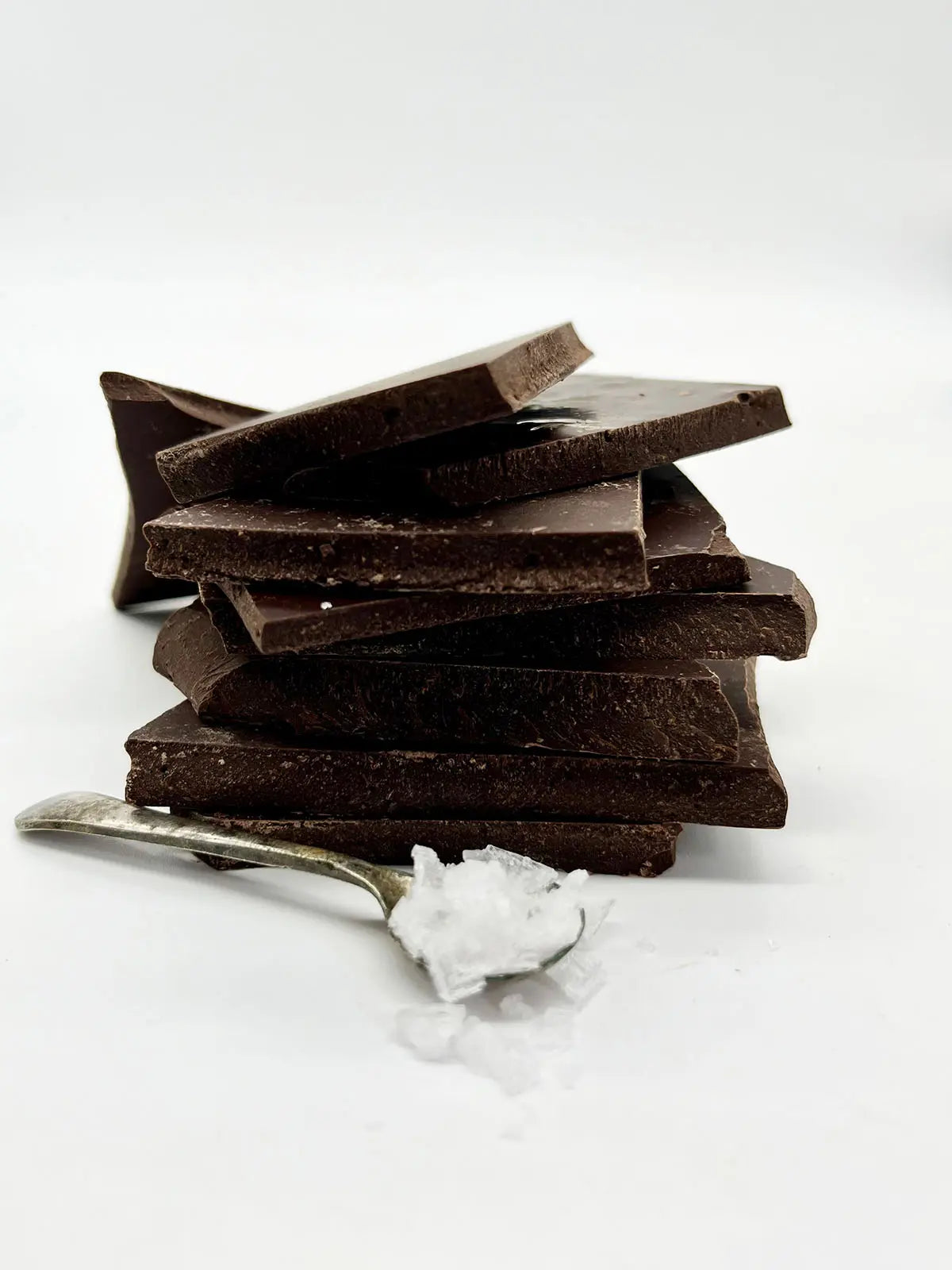 Dark chocolate sea salt shards from Gorvett & Stone, featuring rich dark chocolate with crunchy sea salt crystals.