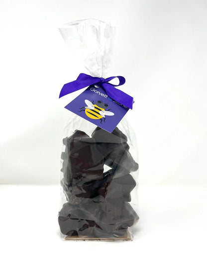 Handmade cinder toffee and honeycomb covered in 70% dark chocolate from Gorvett & Stone in a packaged 250g box.