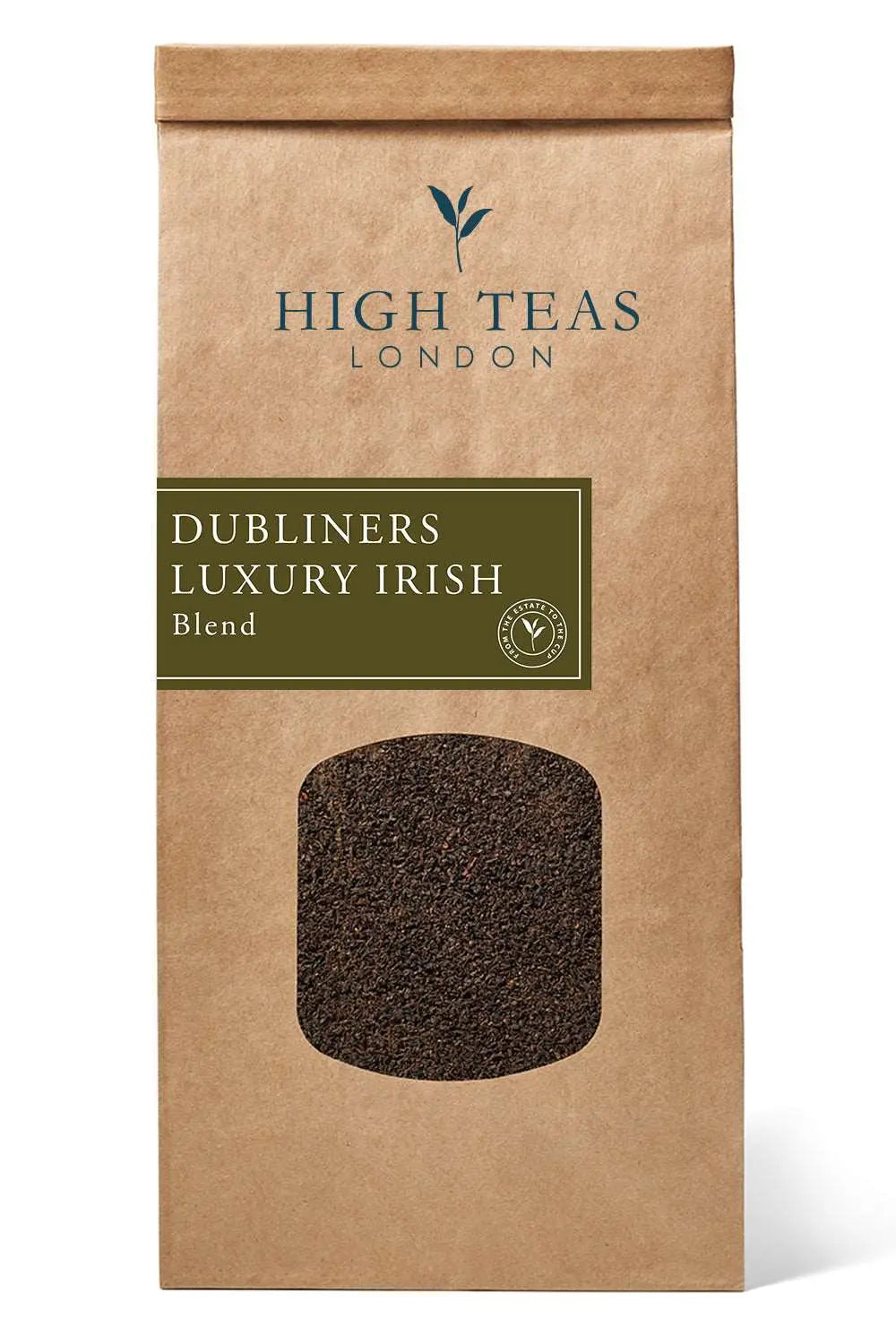 Loose leaf Dubliners Luxury Irish Breakfast tea by High Teas, showcasing rich, dark tea leaves in a traditional blend.