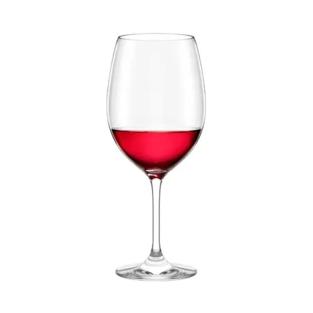 Six Stolzle Event red wine glasses by Glassware UK, 640ml capacity, clear glass with elegant stems, arranged for display.