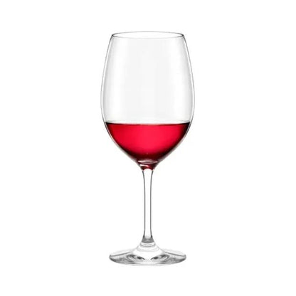 Six Stolzle Event red wine glasses by Glassware UK, 640ml capacity, clear glass with elegant stems, arranged for display.