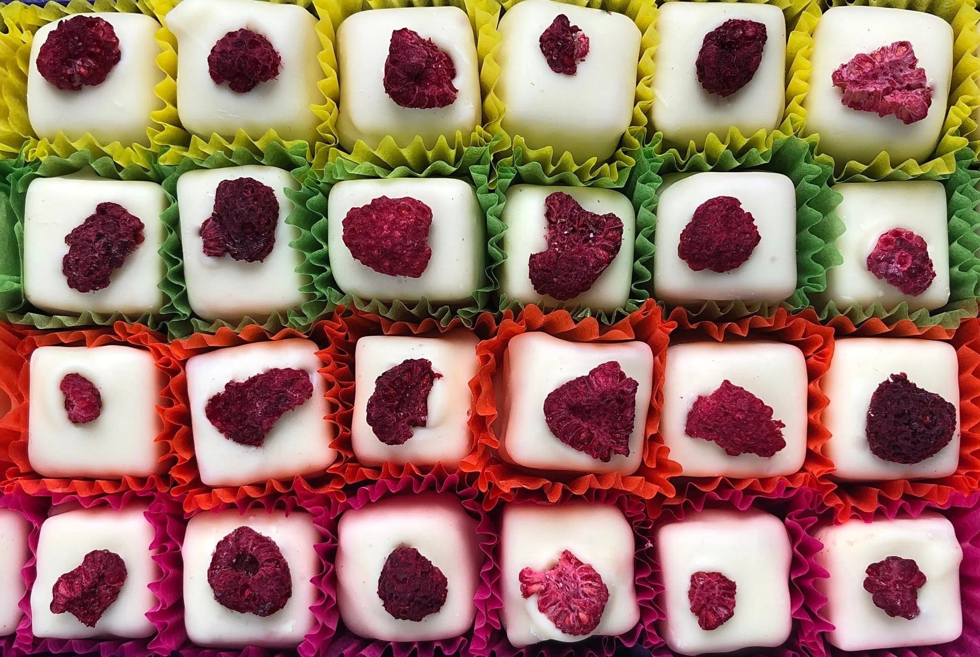 Gorvett & Stone chocolate gift box featuring Eton Mess flavored chocolates with whipped cream and berry notes in a decorative box