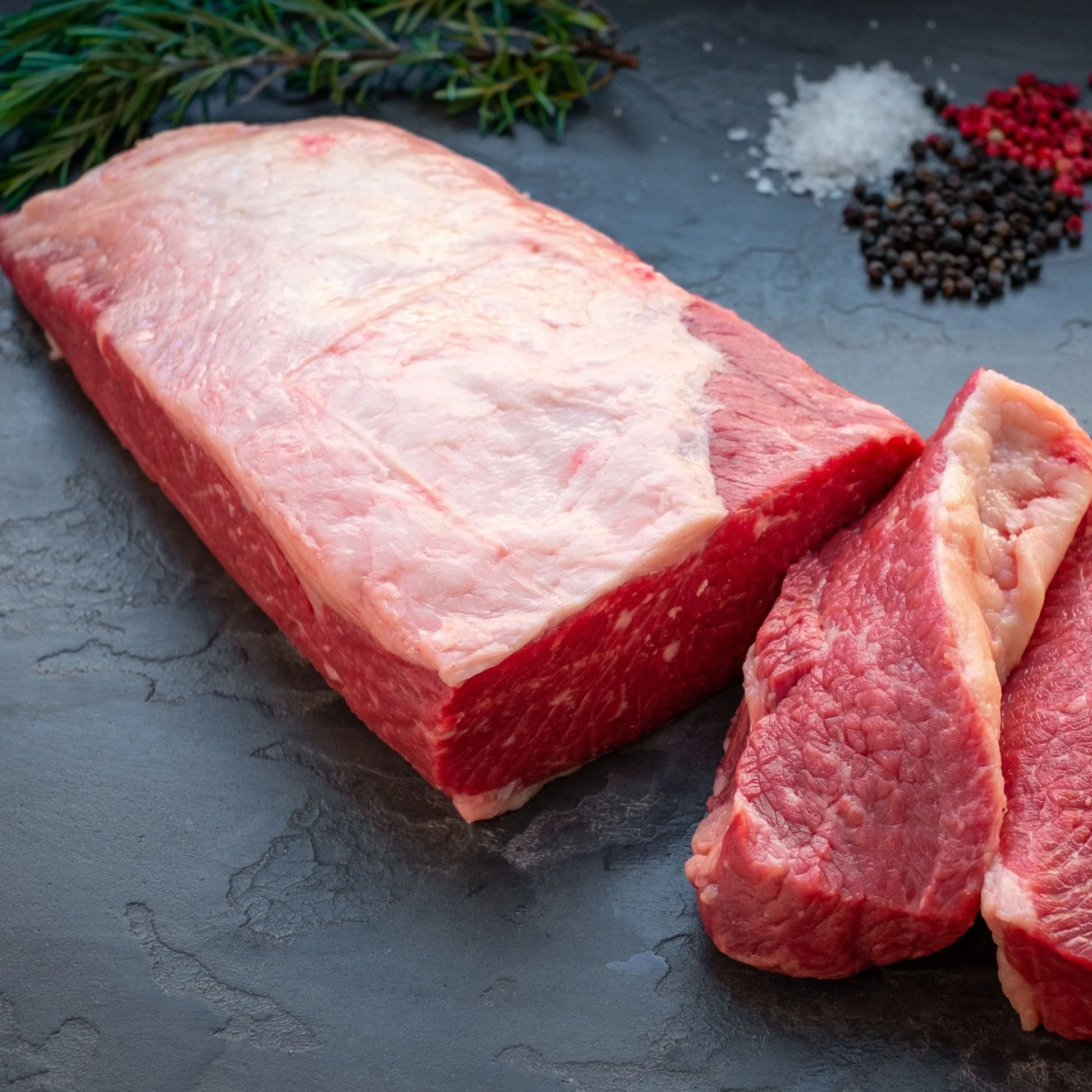 Primrose Herd beef brisket flat, raw cut showing marbling and flat shape, ideal for slow cooking or smoking.