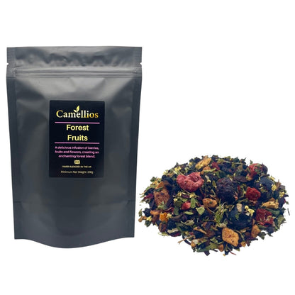 Loose leaf Forest Fruits tea from ArtisanBox, showing a colorful mix of dried berries and herbs for brewing tea.