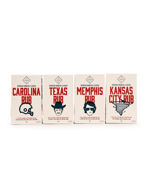Image of BOHNS American Classic BBQ Rubs book featuring four different spice rubs for grilling and barbecue.