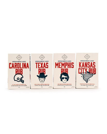 Image of BOHNS American Classic BBQ Rubs book featuring four different spice rubs for grilling and barbecue.