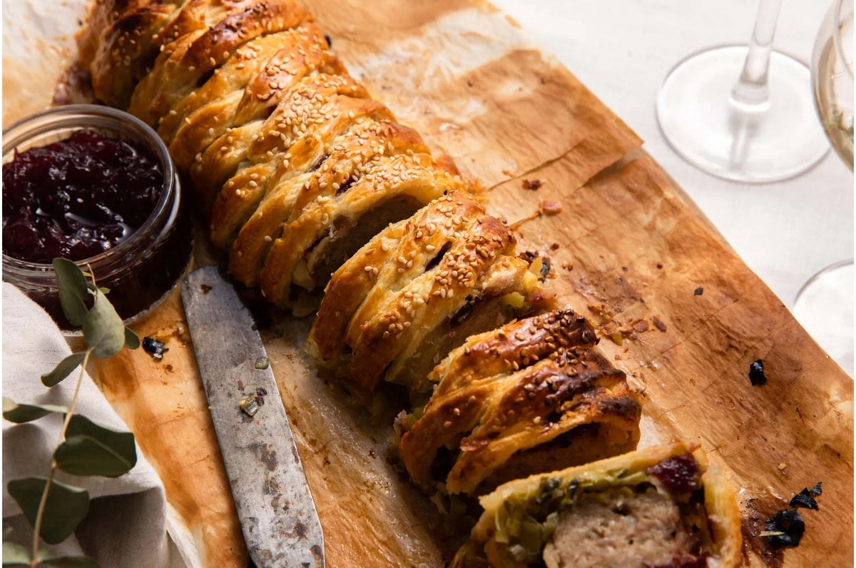 Cornish gluten-free heritage pork sausage meat by Primrose Herd, 500g, showing fresh, seasoned sausage meat in a natural setting.