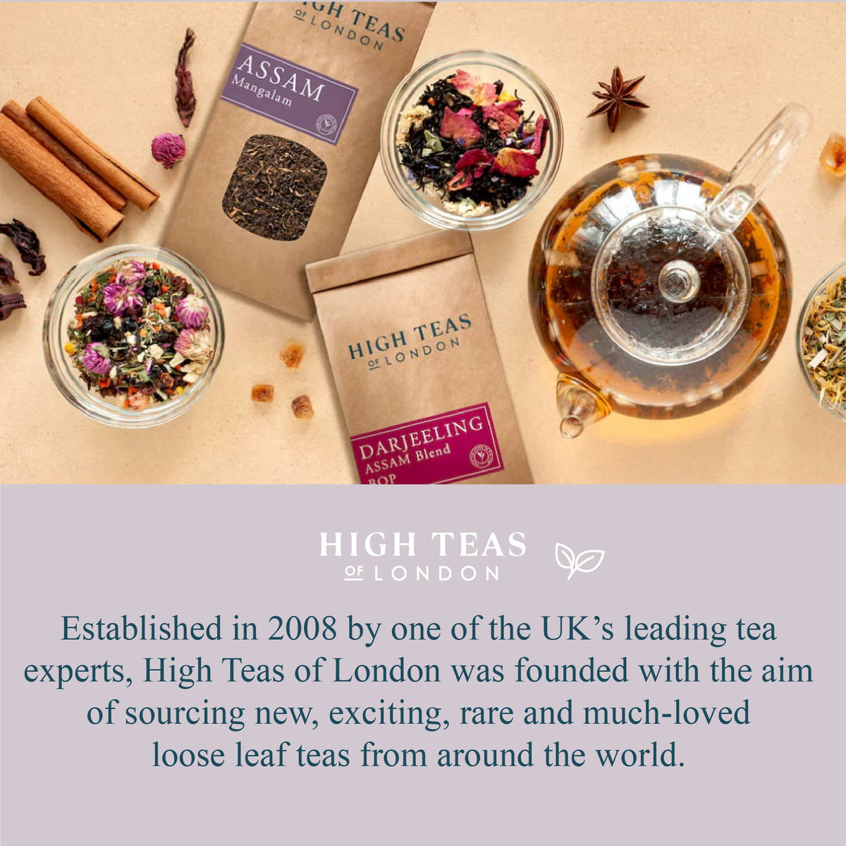 Assam Mangalam FTGFOP1 tea leaves from High Teas, showcasing the high-quality, whole dried tea leaves in a natural arrangement