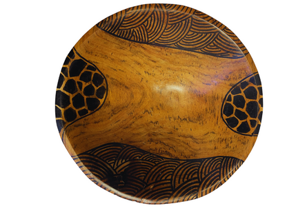Hand-carved African wooden bowl by Goch & Co featuring intricate traditional patterns and smooth polished finish.
