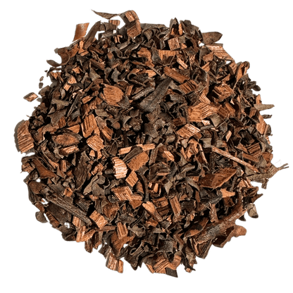 Loose leaf Organic Honeybush herbal tea from Porter Hill Tea Company, showing vibrant dried honeybush leaves and herbs.