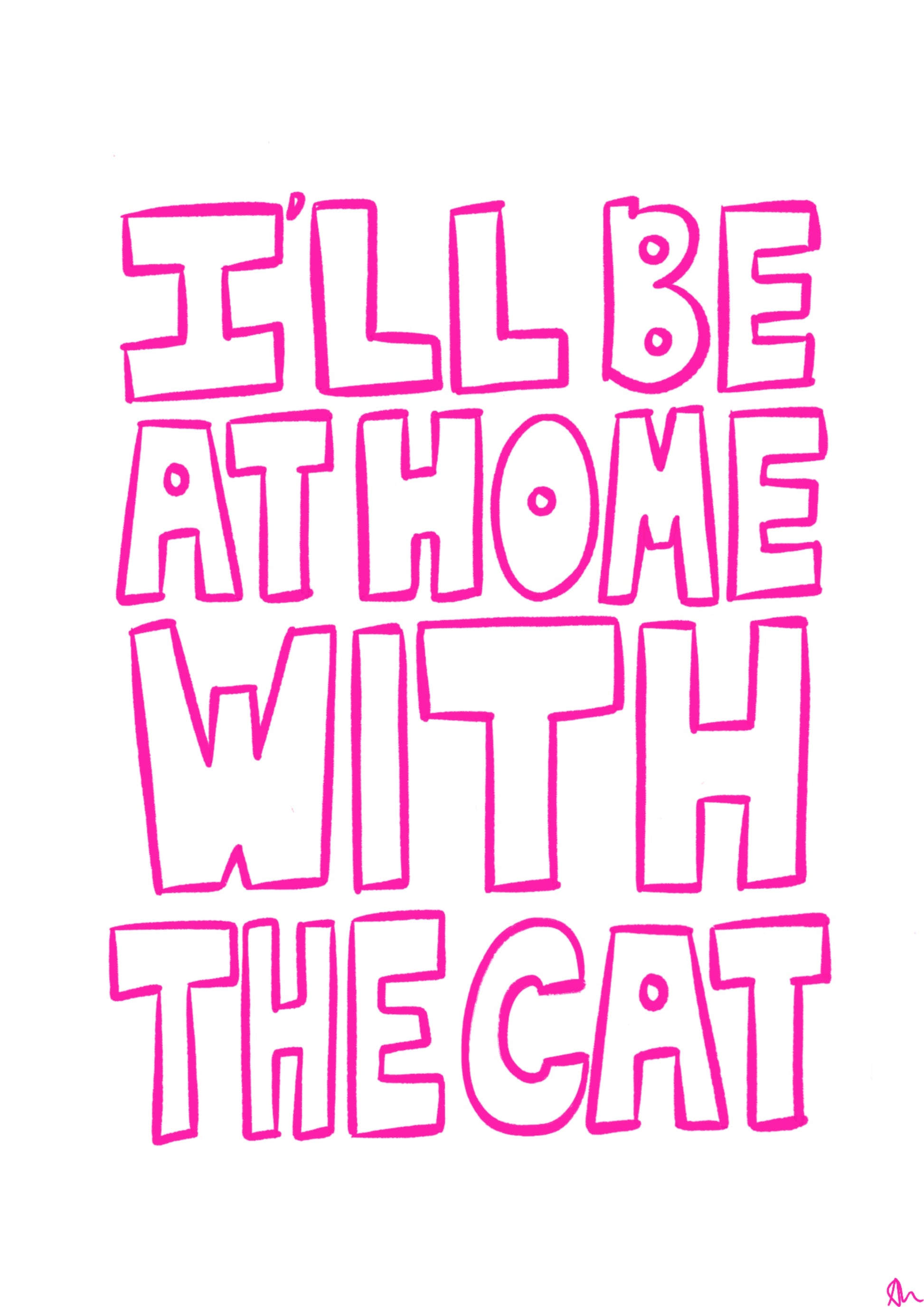 Pink minimalist pet print poster featuring a cute cat design from Peak Prints, perfect for home decor.