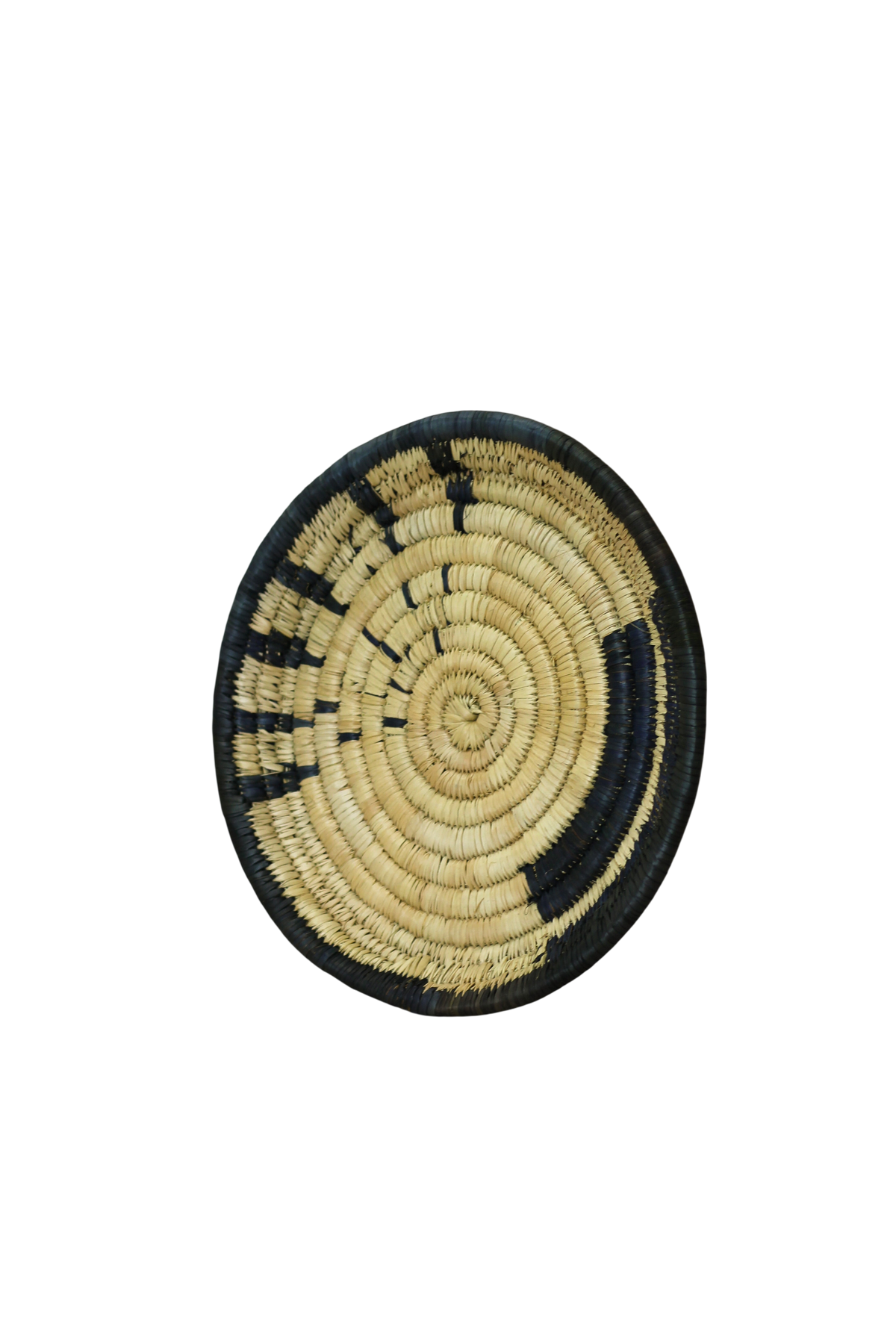 Small Malawi Wall Basket No 11 by Botanical Boys, woven wall art with intricate natural fibers for decorative wall hanging.