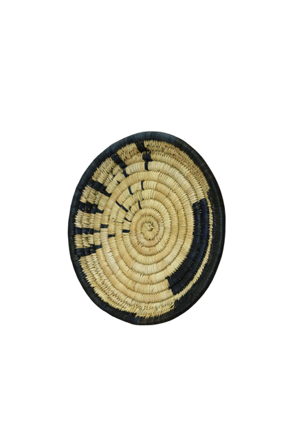Small Malawi Wall Basket No 11 by Botanical Boys, woven wall art with intricate natural fibers for decorative wall hanging.