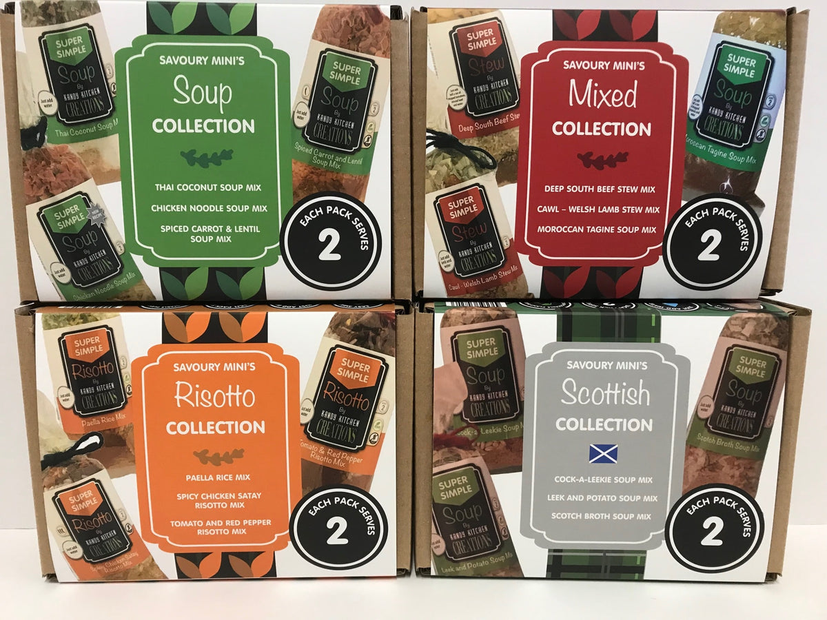 Crafty Cook Savoury Mini Risotto Collection featuring small servings of flavorful risotto in colorful bowls.