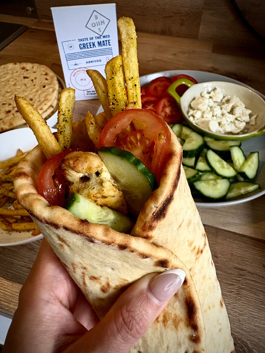 Greek Mate book by BOHNS Rubs showcasing Greek-style seasoning and Mediterranean flavors in a visually appealing cover image.