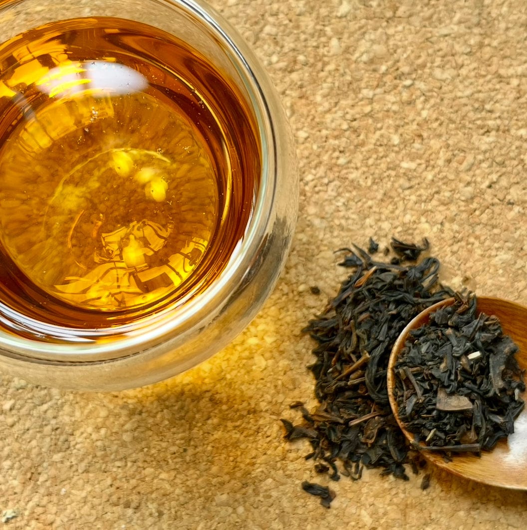 Porter Hill Tea Company Weaver's Blend black tea in a tea bag on a white background.