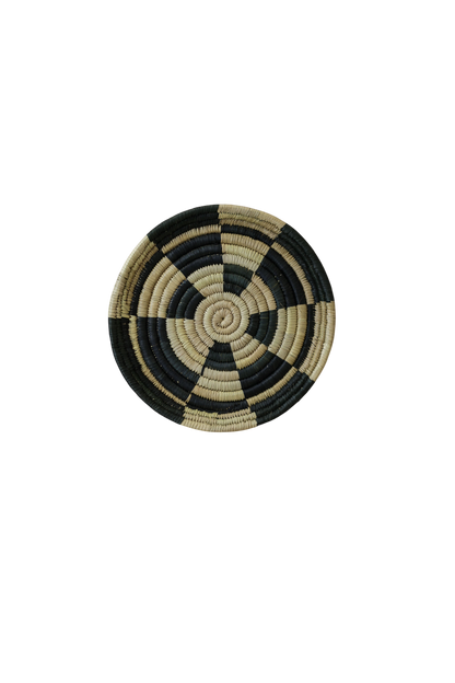 Small Malawi Wall Basket No 4 by Botanical Boys, a woven wall art piece with intricate patterns and natural fiber design.