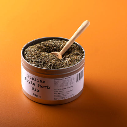 Organic Italian style herb mix by Whole Food Earth, Wild Elephant, in an 80g package with a blend of herbs and spices for cooking.