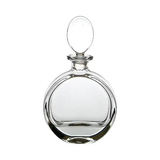 Elegant lead crystal round spirit decanter with a stopper, 0.65L capacity, crafted by Glassware UK.