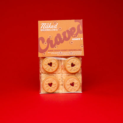 Assorted gourmet marshmallows from THE MARSHMALLOW FACTORY's All 4 'Craved' Edition, showcasing colorful, fluffy marshmallows in a box.