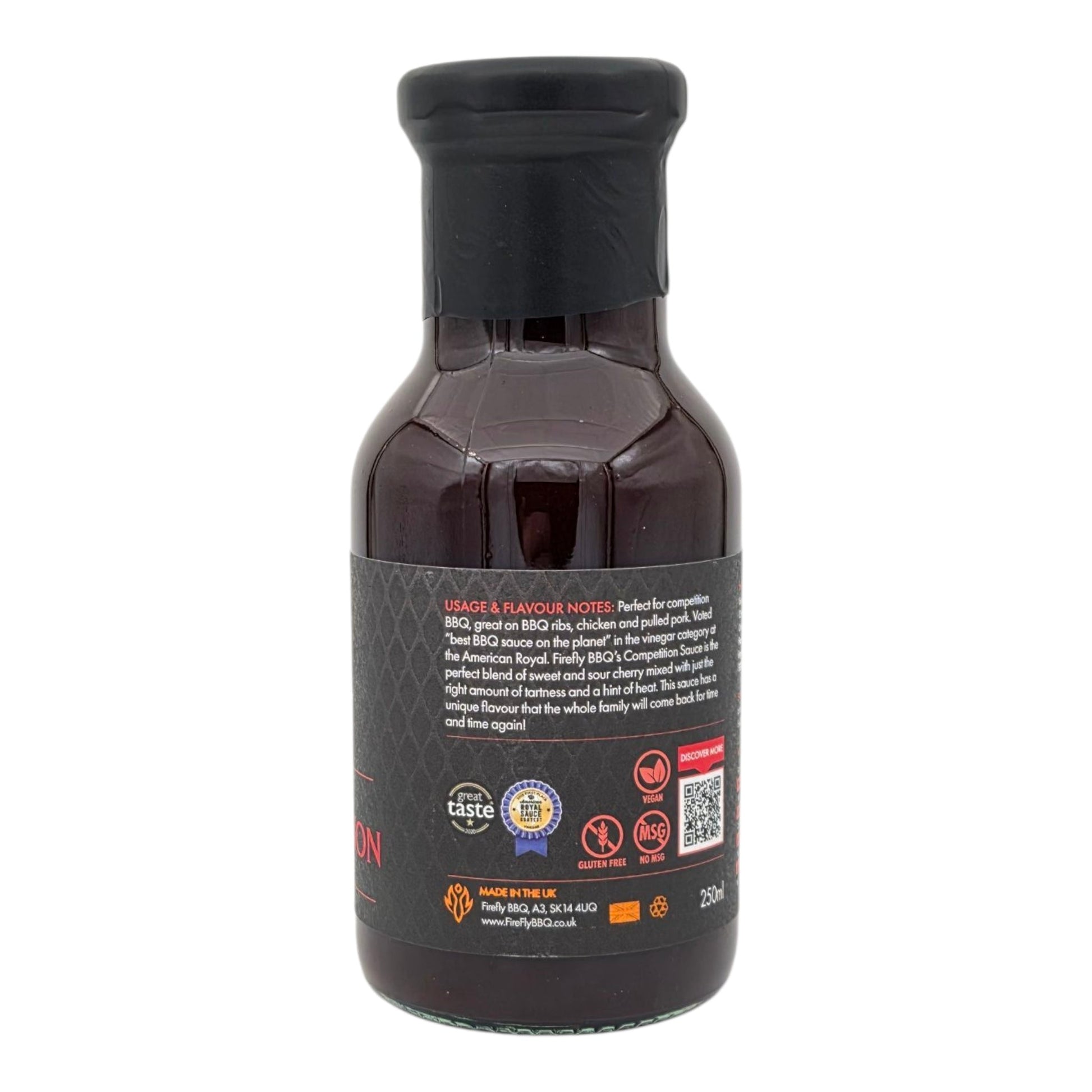 FireFly Barbecue Korean BBQ Sauce bottle showcasing rich, dark sauce with Korean-inspired flavors in a glass bottle.