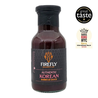 FireFly Barbecue Korean BBQ Sauce in a jar, showcasing rich, glossy Korean-style barbecue sauce with an award label.