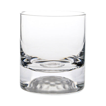 Set of six Golf Ball-shaped whisky tumblers by Glassware UK, 295ml glassware with detailed golf ball design.