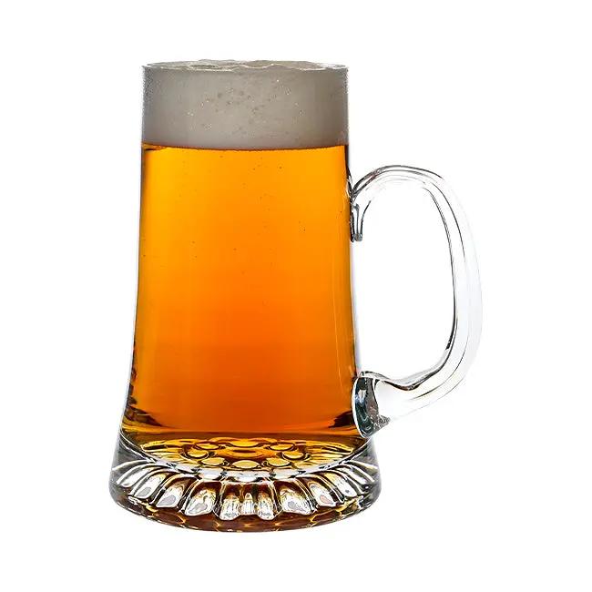 Handmade glass tankard with 1-liter capacity, clear glassware from Glassware UK, featuring a sturdy handle and smooth finish.