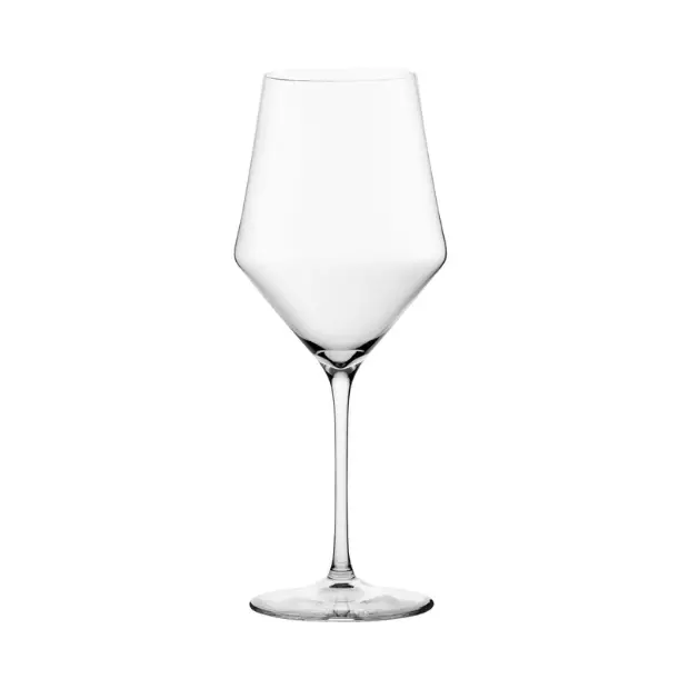 Set of six Glassware UK Edge red wine glasses, 520ml capacity, clear glass with elegant shape, perfect for wine serving.
